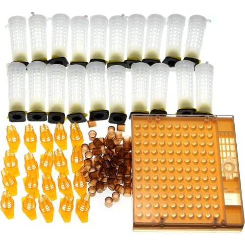 1Set Queen Rearing Kit System Cultivate Box Plastic Cell Cage Beekeeping Supplies Protective Cover Breed Tools Apis Mellifera