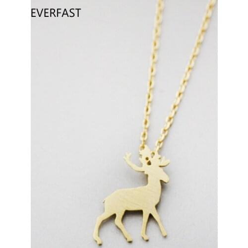 Everfast 1pc Silhouette Origami Antler Deer Pendants and Necklaces Gold Silver Rose Gold Color Women Charm Ornaments