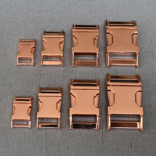 10 Pcs/Pack 15mm 20mm 25mm 32mm Rose Gold Metal Side Release Buckle Ring Belt Clasp Webbing Straps Clip Hook For Dog Pet Collar