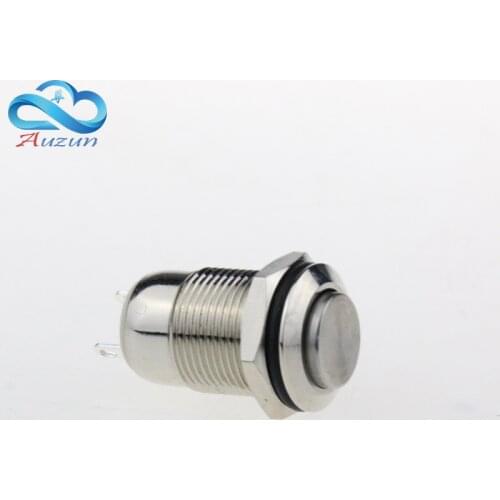 12 mm high metal push button switch lock button 2 a36vdc copper plating nickel welding two feet