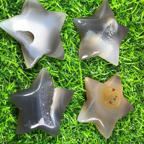 2.2 LB natural agate crystal cave quartz crystal carving pentacle Reiqi healing 25PC