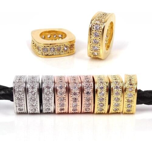 2017 Micro Pave White CZ Square Shape Beads For European Jewelry DIY Bracelet Making Metal Accessories Findings Mixed Colors