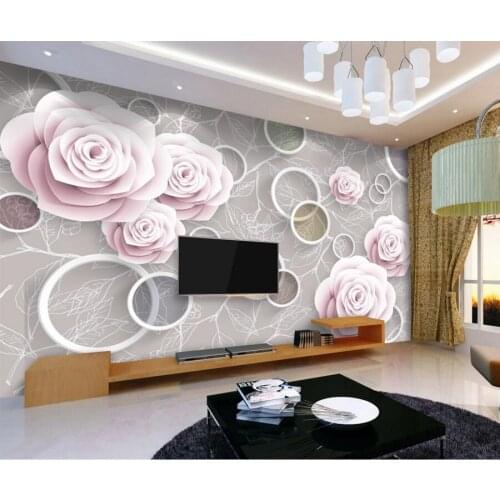 Custom 3D murals,Simple three-dimensional 3D warm rose papel de parede, hotel living room sofa TV bedroom roses wallpaper