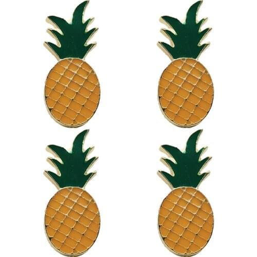 4pcs Pineapple Brooches Fashion Summer Brooch Enamel Pins Lapel Pins Metal Clothes Badges Jewelry Accessories Decoration