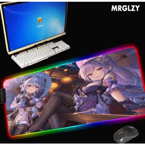 MRGLZY big RGB mouse pad anime cartoon big gaming keyboard desk mat LED color PC accessories non-slip mat 40x90cmXXL