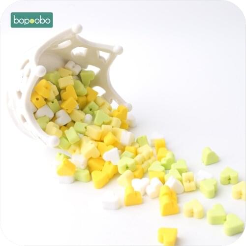 Bopoobo Silicone Teether Colorful 30pcs Beads Pineapple Color Set Mini Heart Bead Cute Beads BPA Free DIY Bracelet Baby Teether