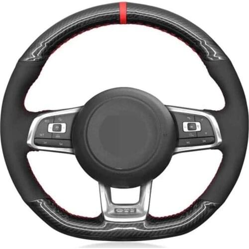 Car Steering Wheel Cover Soft Black Carbon Fiber Suede For Volkswagen VW Golf 7 GTI Golf R MK7 VW Polo GTI Scirocco 2015 2016