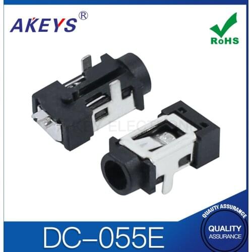 15PCS DC-055E 2 PINS Audio Application connectors SMT DC Power Jack With Silver plating and column