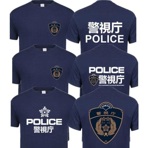 Japan Tokyo Police Department T Shirt Men Japanese Police T-shirt Short Sleeve Cool Tops QR-031