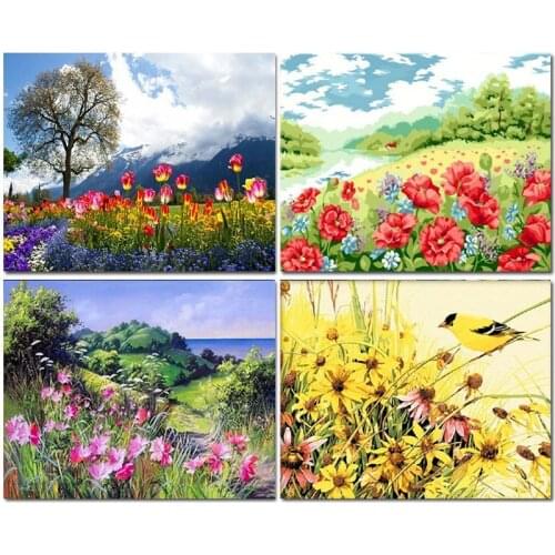 GATYZTORY Frame Flower Paint By Numbers Kits For Adults Kids Landscape Canvas Painting Acrylic Paints Decorative Frames Home Dec