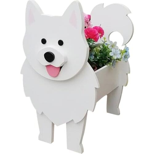 Animal Succulent Plant Pot Cute Dog Cat Shape Planter Handmade Wooden Flower Pot