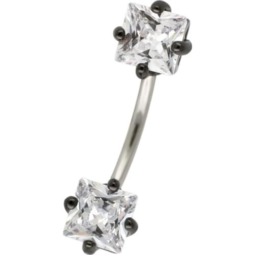 JHJT 16G Eyebrow Rings Double CZ 316L Surgical Steel Cartilage Studs Body Piercing Jewelry