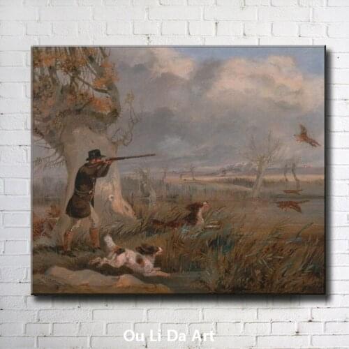 Classical court figures man dogs wild birds scenery oil painting canvas printing printed on canvas wall art decoration picture