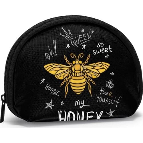 Retro Print Creative Coin Purse Bee Pattern Change Purse Lady Card Holding Small Zipper Wallet Vintage Student Mini Wallet