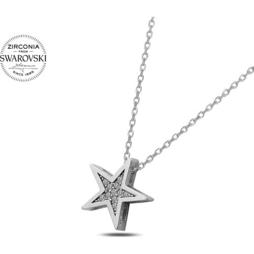 KUTAYDAN Swarovski Zirconia Cubic Zirconia Star Necklace 925 Sterling Silver