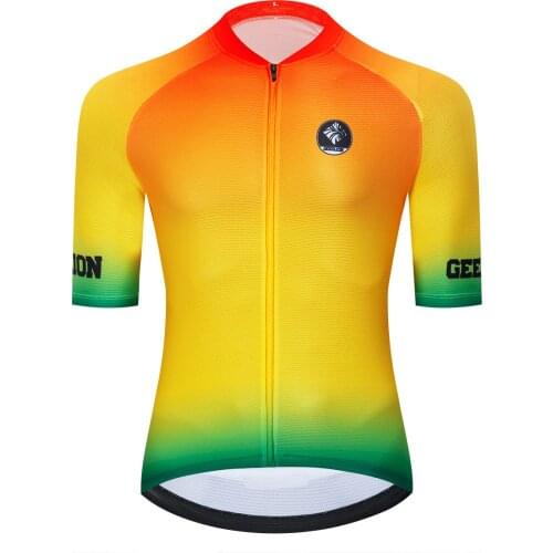 Summer Mesh Breathable Orange-Green Cycling Jersey Ropa-Ciclismo Team Quick Dry Outdoor Sportswear Geeklion Bike Wear