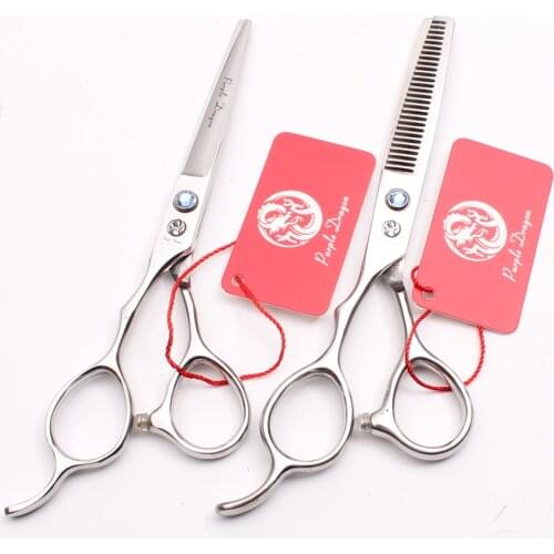 Left Hand 6" Purple Dragon Scissors For Hairdresser Blue Stone Cutting Scissors Thinning Shears Professional Hair Scissors Z8000
