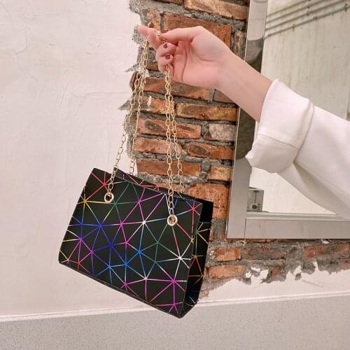 Fashionable Exquisite Colorful Geometric Rhombus Shoulder Bag Handbag and Purses Women Chains Crossbody Bags Luxury Designer