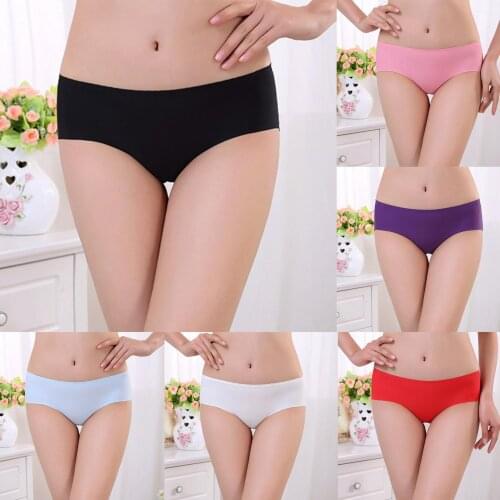 Underwear Women Ultra-thin Breathable Seamless Mid Waist Ice-silk Briefs Underpants Panty Womens Intimates трусы женские