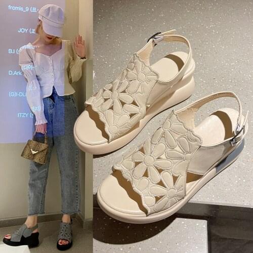 2021 new wedge heel wear open toe womens sandals casual and comfortable all-match womens sandals womens shoes