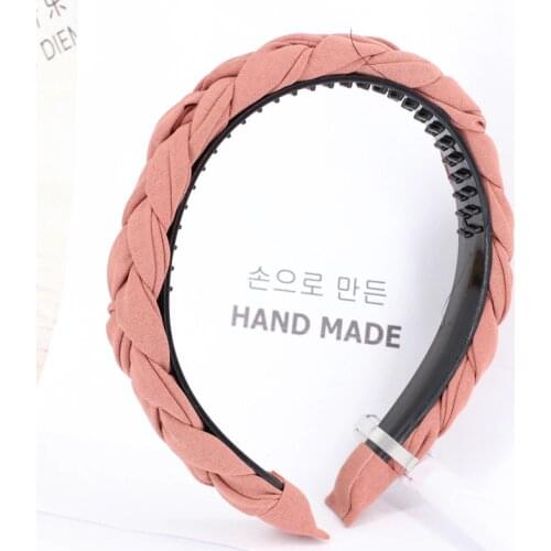 1pcs Fashion Solid Color Fabric Braid Headband with Teeth Hair Accessories Korean Twists Hairband Women and Girls Head Wear