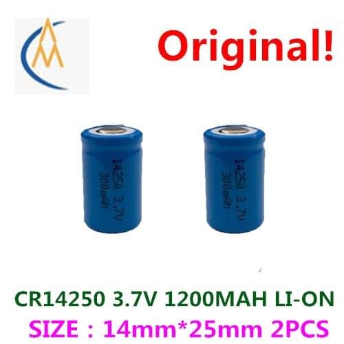 2PCS New flat CR14250 rechargeable lithium battery 3.6 V / 3.7 V 14250 1/2 aa 300 mah flashlight laser rangefinder toys