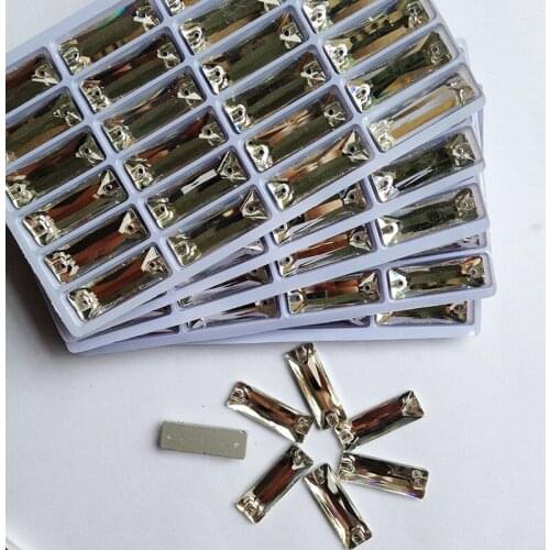 Rectangle Flatback Strass Clear Crystal Sew on Rhinestone For DIY Wedding Dresses Non hotfix Rhinestones