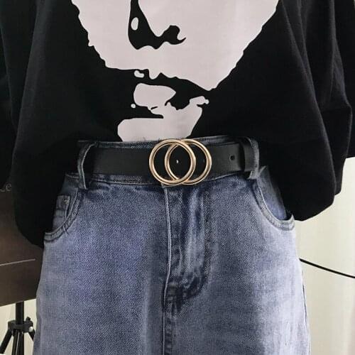 Soft Faux Leather Double Ring Buckle Vintage Decorative Casual Tighten All-Match Lightweight Long Womens Belt Fashion Waistband