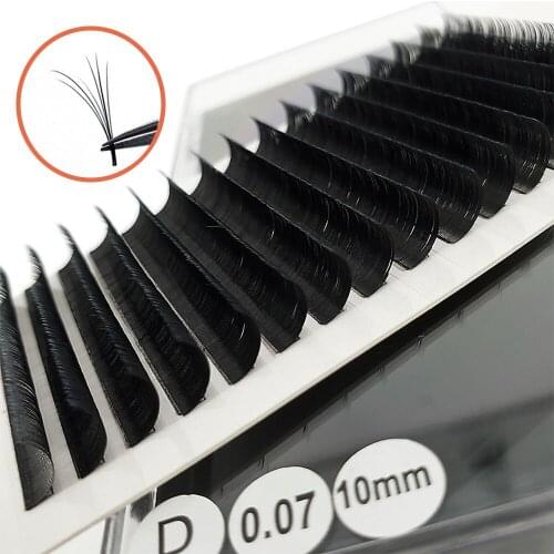 3D Mixed Black Matt Easy Lash Fan Semi Permanent Automatic Flowering False Eyelashes Extensiones Lashes Mink 12mm Bulk Wholesale