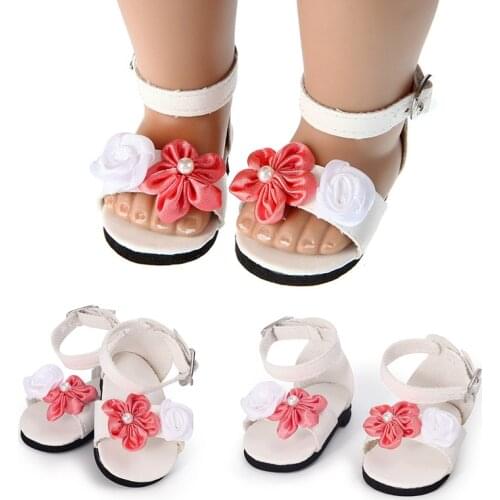 Fashion New Pattern Popular Flower Sandals Fit 18 Inch American&43cm Baby New Born Doll Clothes Accessories,Girls Toys