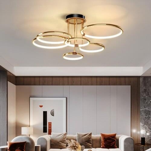 Modern novel golden led chandelier restaurant bedroom living room bar home decoration hanging remote control dimming lamps