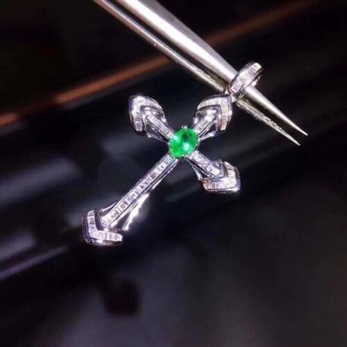 Sterling Silver 925 Natural Emerald Gemstone Necklaces & Pendants Wedding for Women Fashion Jewelry Cute Sweater Necklaces