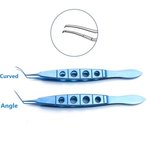 Titanium Nevyas Capsulorhexis Forceps Angled/Curved Cystotome Shapped Tips
