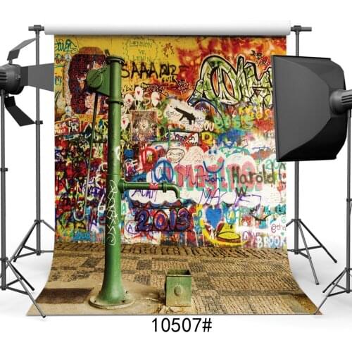 Fabric Cloth Custom Photography Backdrops Prop Outdoor Graffiti Wall Vinyl Backgrounds Photo Studio for Children Baby Wedding