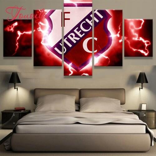 Touoilp diy 5D diamond painting 5 Panel team badge logo F.C Room Home Decor 5d Diamond Embroidery Abstract Cross Stitch kits
