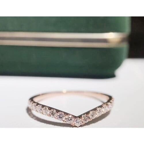 Solid 18K Rose Gold 0.3ct Round Cut Engagement Ring Band Diamond Ring Solitaire Wedding for Women