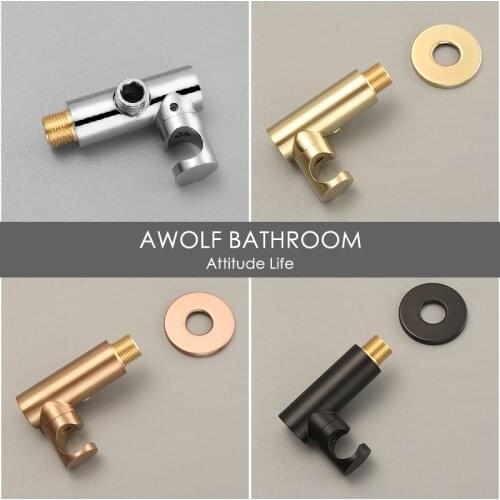 G1/2" Angle Valve & Shower Holder Solid Brass Wall Mounted Brushed Rose Gold Black Chrome Fittings Bathroom Accessories AF6167
