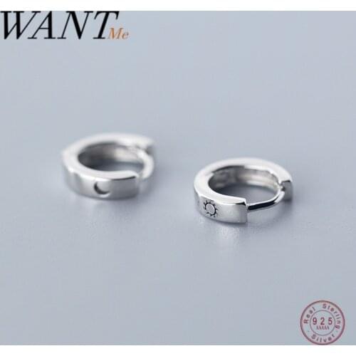 WANTME Punk Mens Star Moon Ear Buckle for Fashion Women Real 925 Sterling Silver Minimalist Rock Couple Jewelry Hoop Earrings