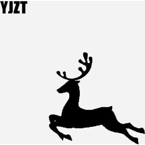 YJZT 13.9CM*13.3CM Christmas Idea Car Sticker Vinyl Decal Jumping Elk Black/Silver C23-0264