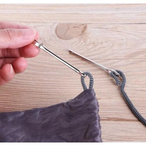 2Pcs Stainless Steel Cited Clips Elastic Belt Wearing Rope Weaving Tool Bag Wrap Rope Wearing Sewing Accessories
