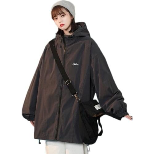 WSYORE Spring and Autumn Women Loose Wild Tooling Baseball Uniform Jacket Female Student Large Size Black Street Jacket NS2877