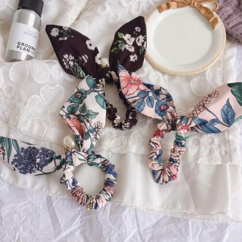 Fashion fresh flowers Good Quality Elastic Hair Bands For Women Hair Ponytail Holder Girls pearls Hair Accessories wholesale