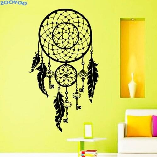 ZOOYOO Dream Catcher Wall Stickers Feathers Symbol Vinyl Wall Decals Home Decor Adhesive Stickers Decoration