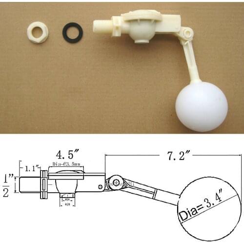 1/2" Float Valve for HydroLogic, Tanks, Water Trough Horse Cattle Auto Filler Livestock Drinker Bowl, Trough Dog