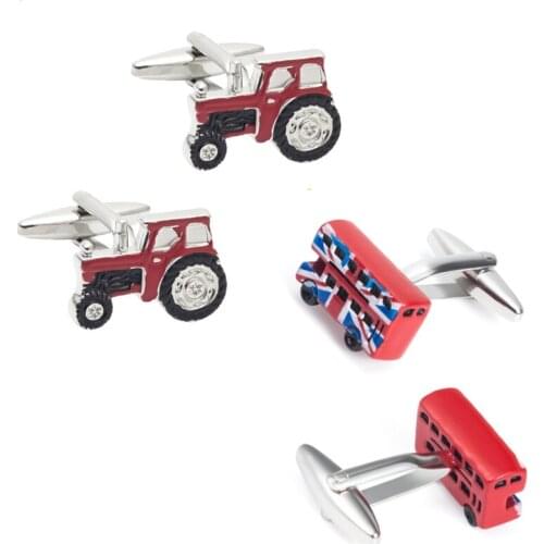 10pairs/lot Copper Enamel Red SUV Car Cufflinks Vintage Big Red Bus Cuff Link Mens Jewelry Accessory Wholesale