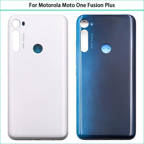 10pcs New 6.5 " For Motorola Moto One Fusion Plus Plastic Battery Back Cover Rear Panel Door Housing Case With Side key Replace