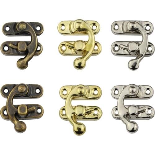 10 pc Top Selling Small Antique Metal Lock Decorative Hasps Hook Gift Wooden Jewelry Padlock wooden box buckle clasp lock Clasps