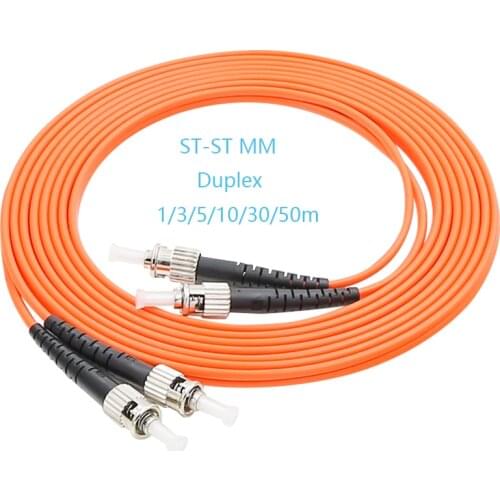 10PCS/Pack ST/UPC-ST/UPC Muliti mode MM Duplex Fiber Optical Jumper Fiber Optic Patch Cord 1m/3m/5m/10m/30m/50m