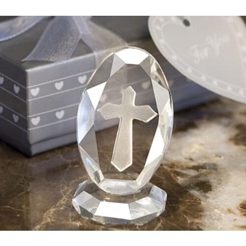100pcs / lot Wedding Favor And Gift Choice Crystal Cross Standing Favors With Gift Box Crystal Wedding Favors SN2682