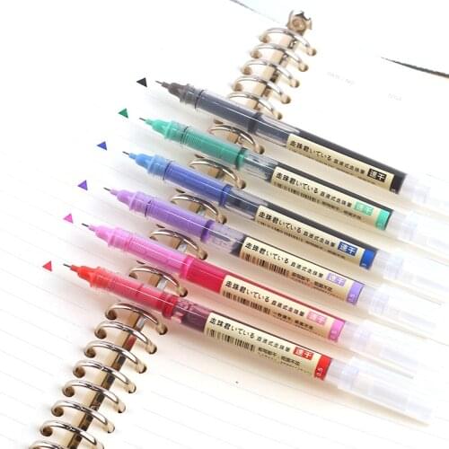 6pcs Jumbo Gel Ink Color Pens Set 0.5mm Ballpoint Quick Dry Roller Ball Pen for Writing Office School Student Supplies A6325